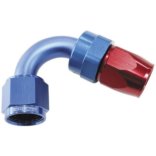 Aeroflow ALLOY 120 DEG HOSE END -4AN BLUE FULL SWIVEL SUIT TEFLON
