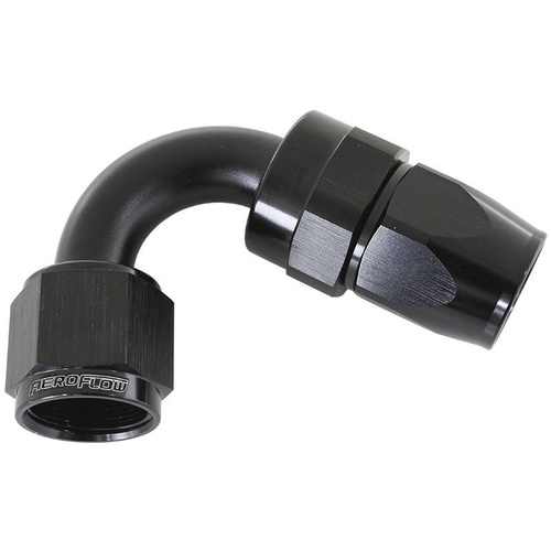 Aeroflow ALLOY 120 DEG HOSE END -4AN BLACK FULL SWIVEL SUIT TEFLON