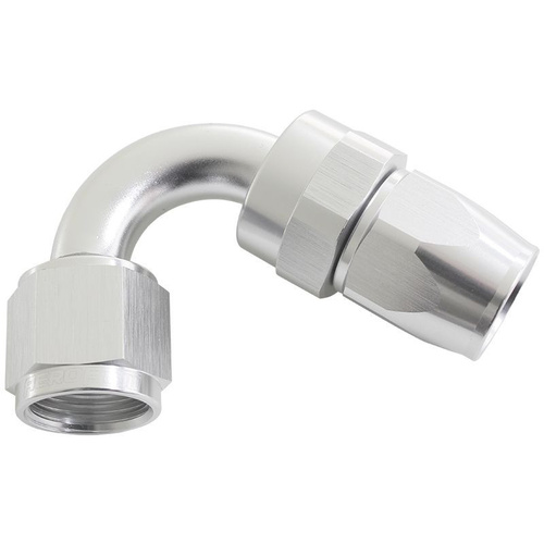 Aeroflow ALLOY 120 DEG HOSE END -8AN SILVER FULL SWIVEL SUIT TEFLON