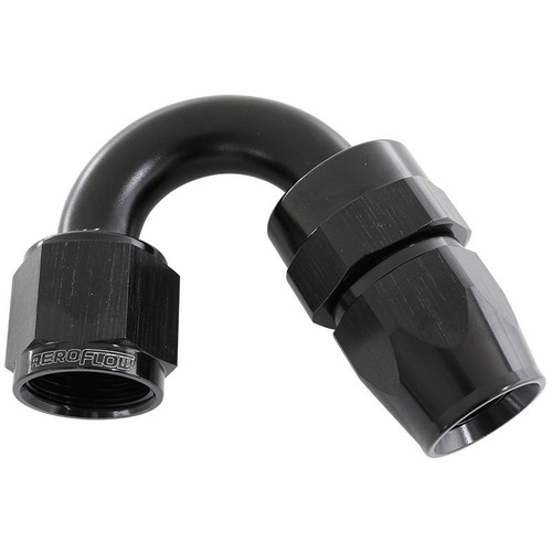 Aeroflow ALLOY 150 DEG HOSE END -12AN BLACK FULL SWIVEL SUIT TEFLON