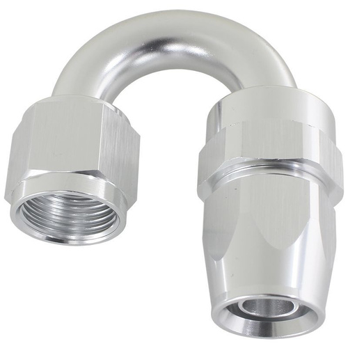 Aeroflow ALLOY 180 DEG HOSE END -3AN SILVER FULL SWIVEL SUIT TEFLON