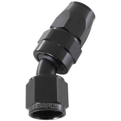 Aeroflow ALLOY 30 DEG HOSE END -4AN BLACK SWIVEL NUT SUIT TEFLON