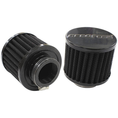 Aeroflow 1-3/8'' UNIV CLAMP ON FILTER 3'' O.D 2-1/2'' H BLACK TOP