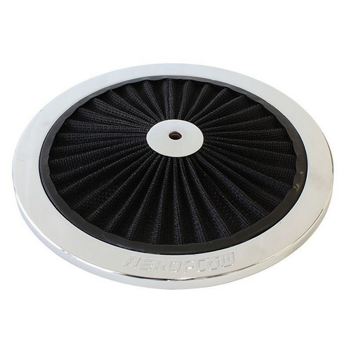Aeroflow 9'' CHROME FULL FLOW TOP PLATE BLACK COTTON HI FLOW & FILTRAT