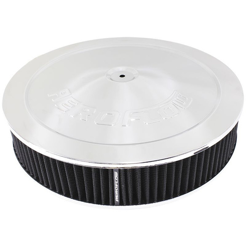 Aeroflow 14'' X 3'' AIR CLEANER ASSY 5-1/8'' DROPBASE CHROME COTTON