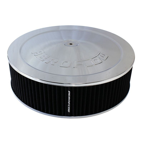 Aeroflow 14'' X 4'' AIR CLEANER ASSY 5-1/8'' DROPBASE CHROME COTTON