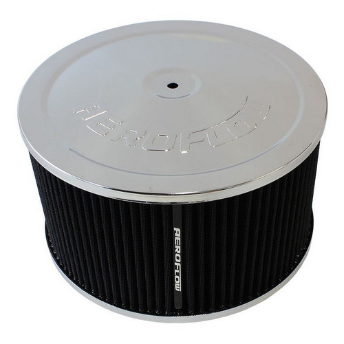 Aeroflow 9'' X 5'' AIR CLEANER ASSEMBLY5-1/8'' NECK CHROME COTTON