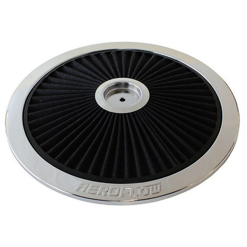 Aeroflow 14'' CHROME FULL FLOW TOP PLATEBLACK COTTON HI FLOW & FILTRAT