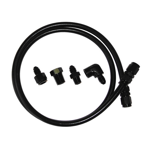 Aeroflow -3AN x 3ft BLACK BRAID LINE KIT WITH FITTINGS INCLUDED