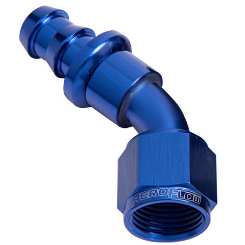 Aeroflow 45 DEG PUSH LOCK END -6AN BLUE NO CLAMP REQUIRED