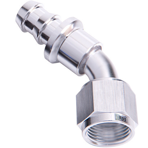 Aeroflow 45 DEG PUSH LOCK END -6AN SILVER NO CLAMP REQUIRED