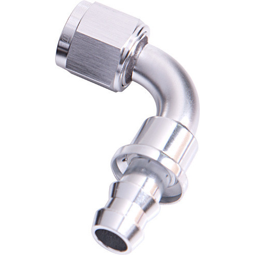 Aeroflow 90 DEG PUSH LOCK END -8AN SILVER NO CLAMP REQUIRED