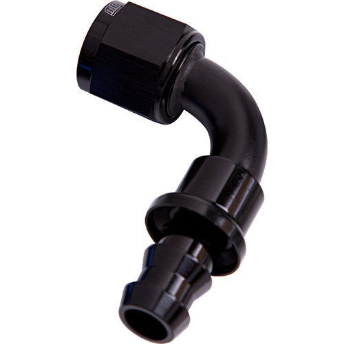 Aeroflow 90 DEG PUSH LOCK END -10AN BLACK NO CLAMP REQUIRED