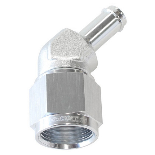Aeroflow FEMALE -8AN 45DEG TO 3/8'' BARBSILVER SWIVEL NUT