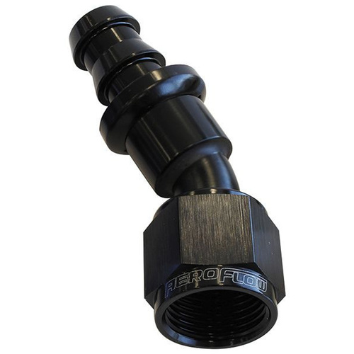 Aeroflow 30 DEG PUSH LOCK END -4AN BLACK NO CLAMP REQUIRED <15PSI