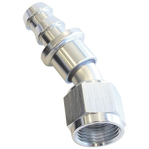 Aeroflow 30 DEG PUSH LOCK END -10AN SILVER NO CLAMP REQUIRED<15PSI