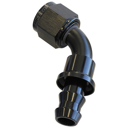 Aeroflow 60 DEG PUSH LOCK END -8AN BLACK NO CLAMP REQUIRED <15PSI