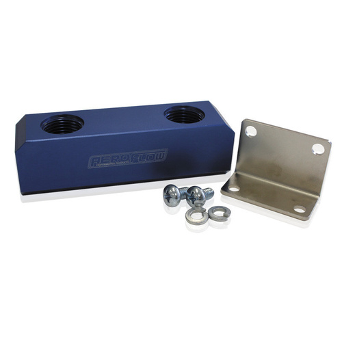 Aeroflow FUEL BLOCK LOG TYPE -8ORB BLUE 2 X-8 SIDE 2X -8 TOP