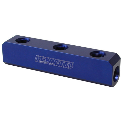 Aeroflow FUEL BLOCK LOG TYPE -8ORB BLUE 2 X-8 SIDE 3X -8 TOP