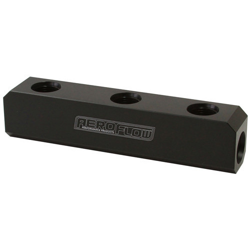Aeroflow FUEL BLOCK LOG TYPE -10ORB BLACK 2 X-10 SIDE 2X -10 TOP