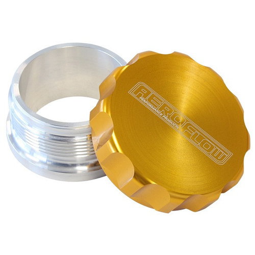 Aeroflow 1.5'' ALUM WELD BUNG AND CAP RAW WELD ON / GOLD CAP