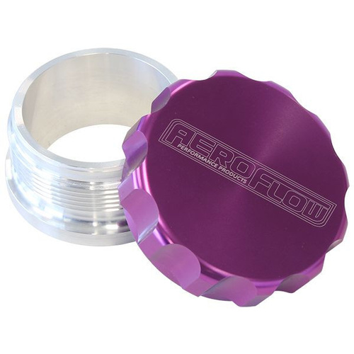 Aeroflow 2-1/2'' ALUM WELD BUNG AND CAP RAW WELD ON / PURPLE CAP