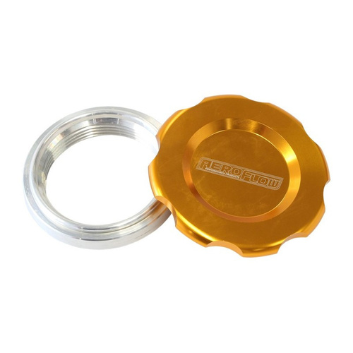 Aeroflow 2'' WELD BUNG AND GOLD CAP LOW PROFILE FEMALE WELD-ON