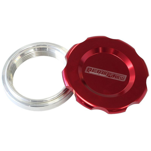 Aeroflow 3'' WELD BUNG AND RED CAP LOW PROFILE FEMALE WELD-ON