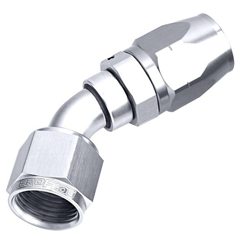 Aeroflow 500 Series Cutter Hose End -06AN Female to -06AN Hose 45-Degree Silver AF502-06S