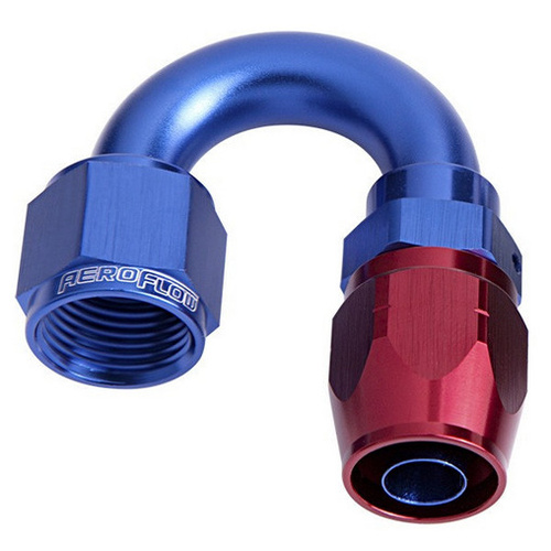 Aeroflow ALLOY 180 DEG HOSE END -6AN BLUE CUTTER STYLE FULL SWIVEL