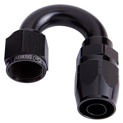 Aeroflow ALLOY 180 DEG HOSE END -10AN BLACK CUTTER STYLE FULL SWIVEL