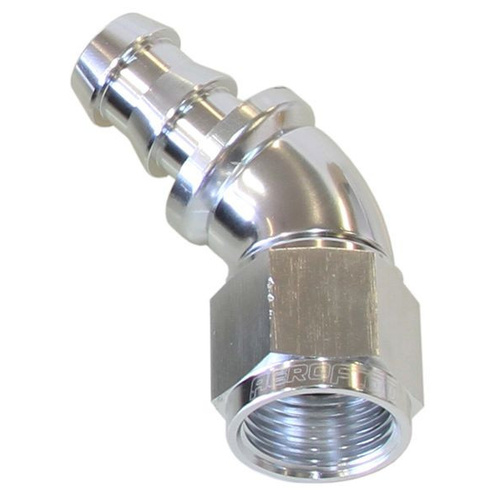 Aeroflow -6AN 45 DEG FULL FLOW PUSH LOCSILVER FULL FLOW PUSH LOCK