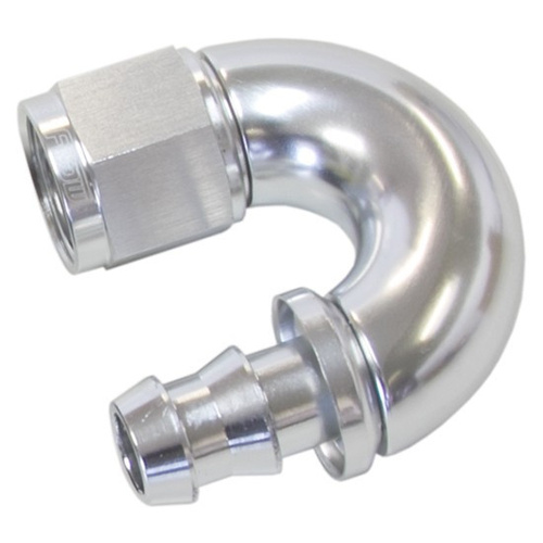 Aeroflow -10AN 180 DEG FULL FLOW PUSH LSILVER FULL FLOW PUSH LOCK