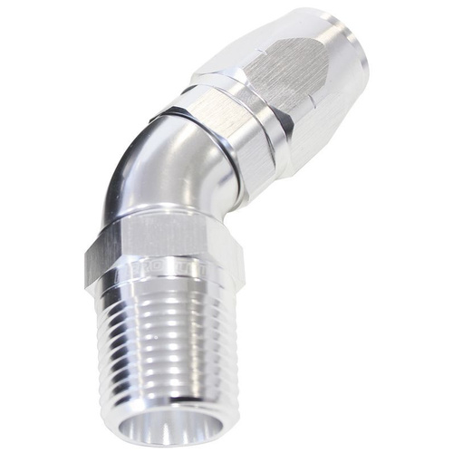 Aeroflow 550 Series Full Flow Hose End 1/2" NPT Male to -08AN Hose 45-Degree Silver AF528-08-08S