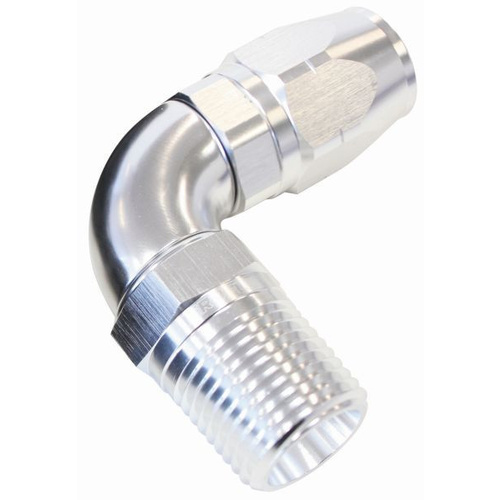 Aeroflow Male 3/4 NPT 90 Deg to -12HoseSILVER FULL FLOW BILLET 1PIECE