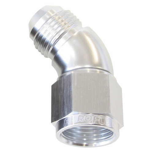 Aeroflow 45 DEG FEMALE - MALE -10AN SILVER FULL FLOW