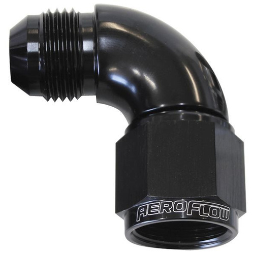Aeroflow Full Flow Adapter -16AN Female to -16AN Male 90-Degree Black AF543-16BLK