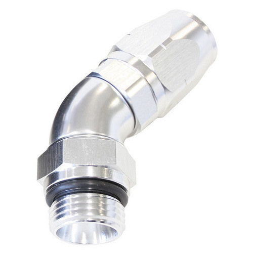 Aeroflow 550 Series Full Flow Hose End -10ORB Male to -08AN Hose 45-Degree Silver AF544-08-10S
