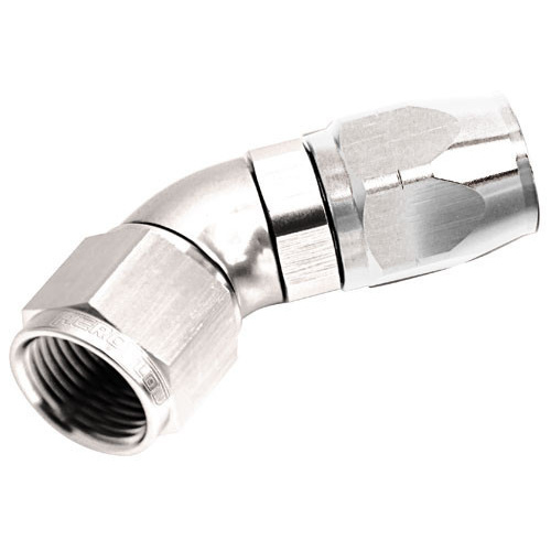 Aeroflow STEPPED 45 DEG HOSEEND -6 HOSETO -8AN REDUCER HOSE END SILVE