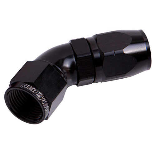 Aeroflow 550 Series Cutter Full Flow Hose End -12AN Female to -12AN Hose 45-Degree Black AF552-12BLK