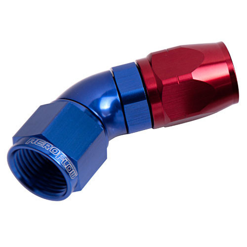 Aeroflow 550 Series Cutter Full Flow Hose End -16AN Female to -16AN Hose 45-Degree Blue/Red AF552-16