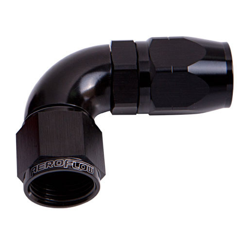 Aeroflow ALLOY 90 DEG HOSE END -10AN BLACK CUTTER STYLE FULL SWIVEL