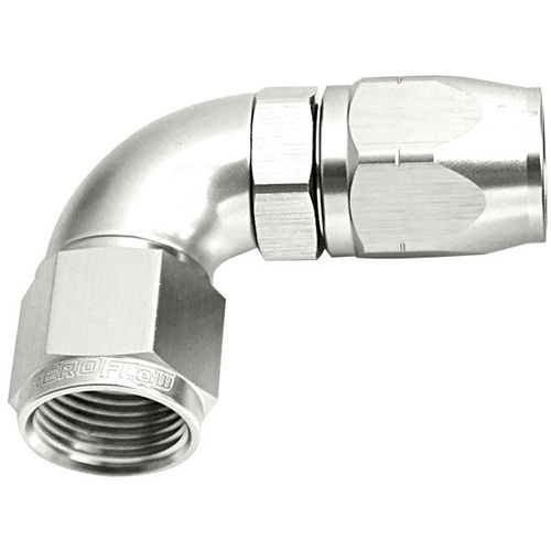 Aeroflow 550 Series Cutter Stepped Hose End -10AN Female to -12AN Hose 90-Degree Silver AF553-12-10S