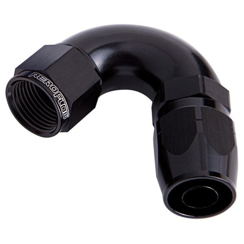 Aeroflow 550 Series Cutter Full Flow Hose End -04AN Female to -04AN Hose 120-Degree Black AF554-04BLK