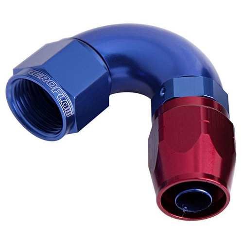 Aeroflow 550 Series Cutter Full Flow Hose End -16AN Female to -16AN Hose 120-Degree Blue/Red AF554-16