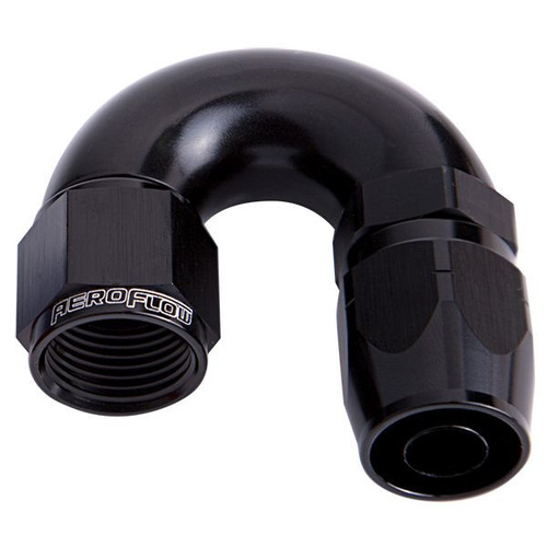 Aeroflow STEPPED 180 DEG HOSEEND 12 HOSTO -16AN REDUCER HOSE END BLAC