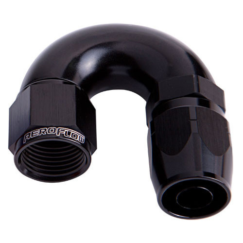 Aeroflow ALLOY 180 DEG HOSE END -12AN BLACK CUTTER STYLE FULL FLOW