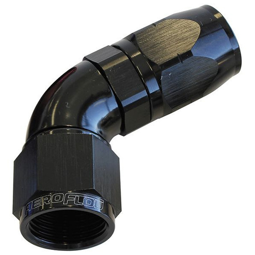 Aeroflow 550 Series Cutter Full Flow Hose End -08AN Female to -08AN Hose 60-Degree Black AF558-08BLK