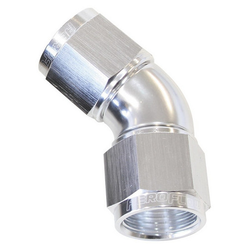 Aeroflow -6AN 45 DEG SWIVEL COUPLER SILVER BILLET FULL FLOW 1 PIEC
