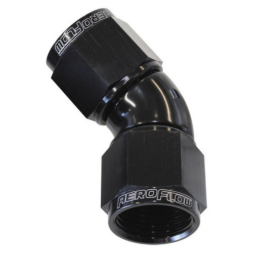 Aeroflow -10AN 45 DEG SWIVEL COUPLER BLACK BILLET FULL FLOW 1 PIECE